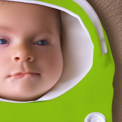A close-up of a baby wearing a reusable cloth diaper, with a bright green background, to symbolize the eco-friendly nature of the product.