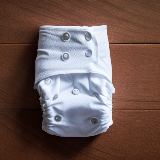An image of a baby wearing a cloth diaper on one side and a disposable diaper on the other, with a scale in between them to illustrate the pros and cons of each option.