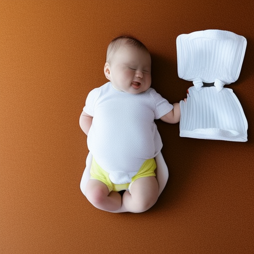 An image of a baby wearing a cloth diaper on one side and a disposable diaper on the other, with a scale in the background to illustrate the comparison between the two.