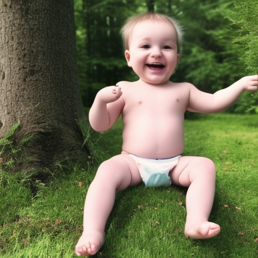 An image of a smiling baby wearing a cloth diaper, with a green and blue background of trees and sky. The image conveys the idea of a natural, eco-friendly diaper option that is both comfortable and good for the environment.